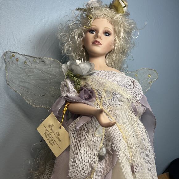 Vtg Show-stoppers Porcelain Fairy Lamp Collector Wings Roses Woodland - 16” Tall - Picture 3 of 13